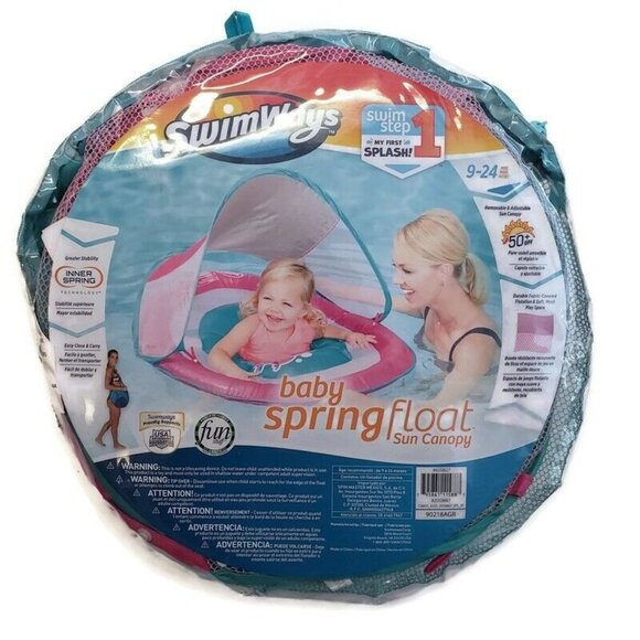 SwimWays Other - Swimways Baby Spring Float Sun Canopy Pink Fish Swim Step 1 Splash 9-24 Months